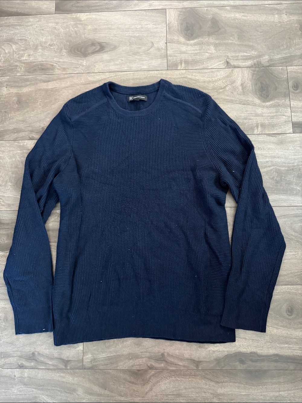 INC International Concepts Men's Dark Navy Ribbed Crewneck Sweater